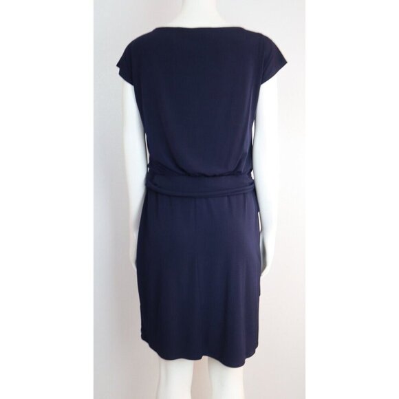 SAINT TROPEZ WEST - WOMEN'S NAVY BLUE STRETCH KNIT DRESS - SIZE 6 - Picture 6 of 8